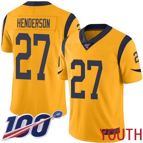 Los Angeles Rams Limited Gold Youth Darrell Henderson Jersey NFL Football #27 100th Season Rush Vapor Untouchable->los angeles rams->NFL Jersey